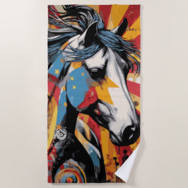 Vild häst Pop Art Porträtt Färgglad Gatustil