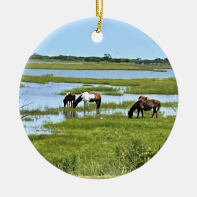 Vild hästar av Assateague Julgransprydnad Keramik (Framsidan)