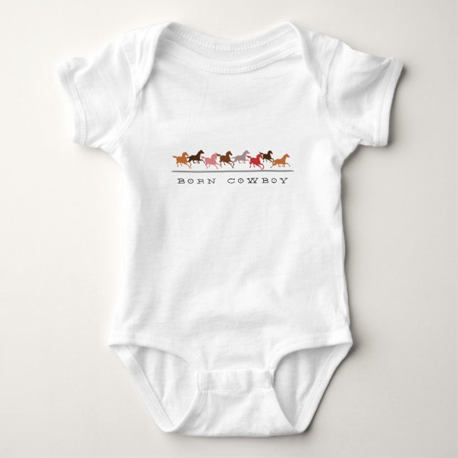 Vild hästar som kör Born Cow Boy baby Tee Shirt (Framsida)
