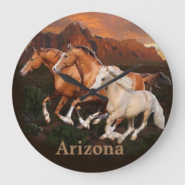 Vild Hästar Stor Klocka (Framsida)