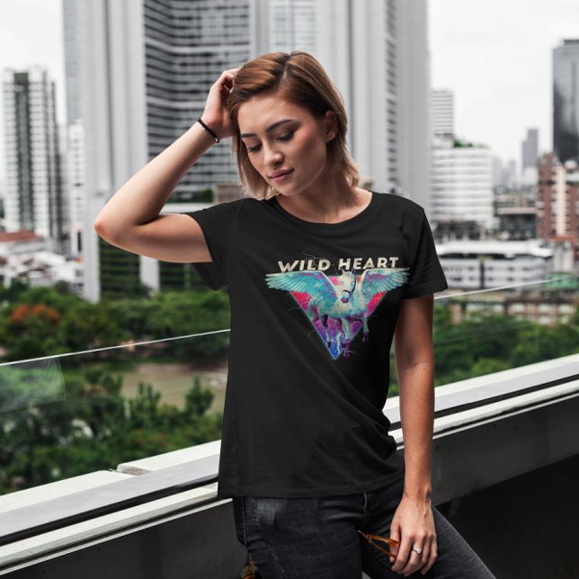 Vild Heart Flies Horse Retro T Shirt (Skapare uppladdad)