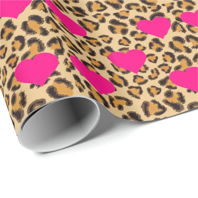 Vild Hearts och Leopard print Presentpapper (Rullad Hörn)