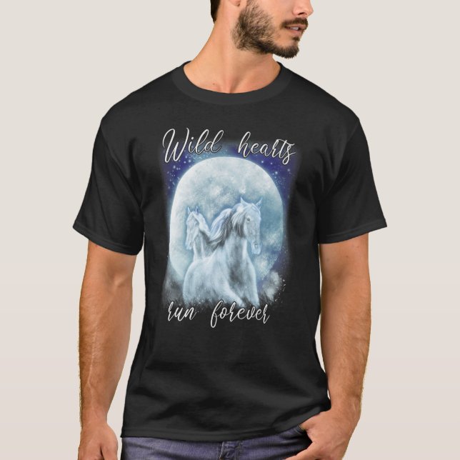 Vild Hearts Springa för Måne Horse Riding T Shirt (Framsida)