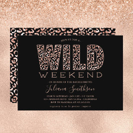 Vild Helg Ro Guld Leopard Bachelorette Invita Inbjudningar