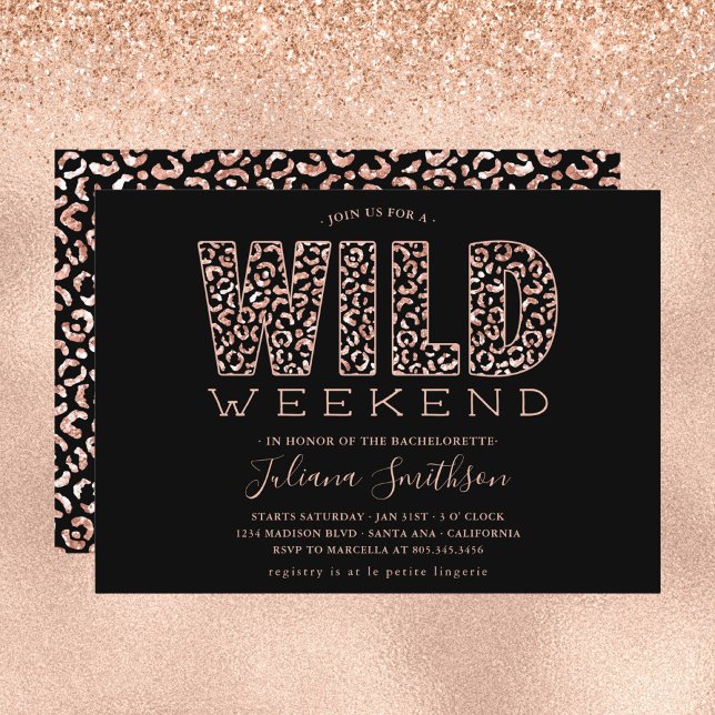 Vild Helg Ro Guld Leopard Bachelorette Invita Inbjudningar (Skapare uppladdad)