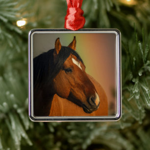 Vild Hingst, Gyllene Ljus och Regnbåge Julgransprydnad Metall
