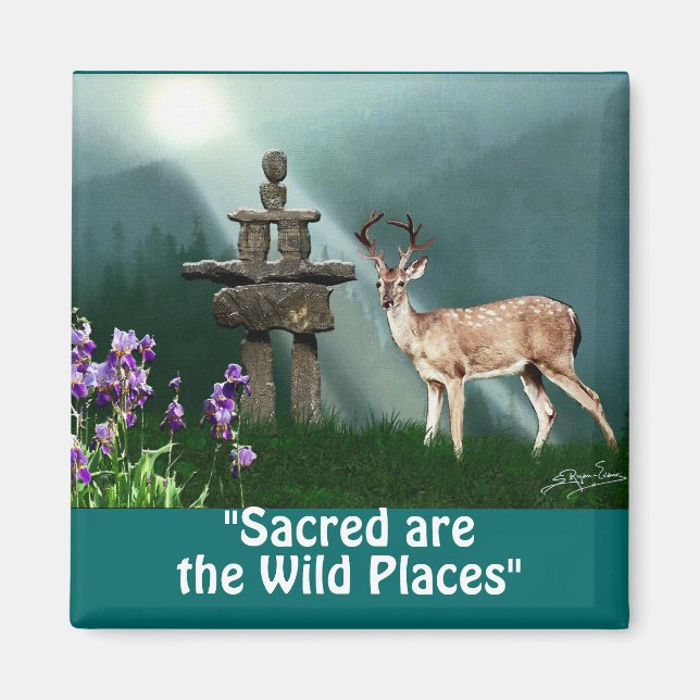 Vild Hjort & Inukshuk Wilderness Gift Magnets Magnet (Framsidan)