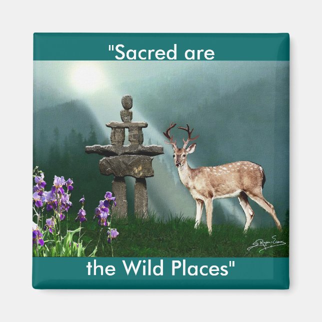 Vild Hjort & Inukshuk Wilderness Gift Magnets Magnet (Framsidan)