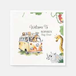 Vild Hjul Safari Animal Baby Shower Camper Van Pappersservett
