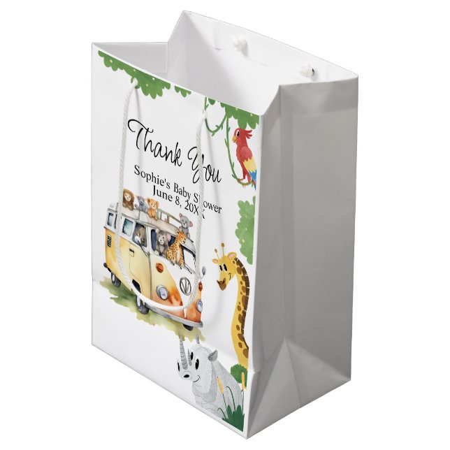 Vild Hjul Safari Animal Camper Van Baby Shower (Framsidan Vinklad)