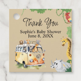 Vild Hjul Safari Animal Camper Van Baby Shower Gåvor Etiketter