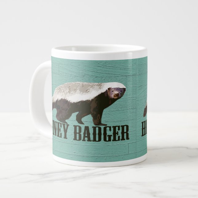 Vild Honey badger Aqua, White, Brown Jumbo Mugg (Framsida vänster)