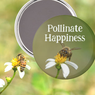 Vild Honeybee Happiness Photographic Bee Magnet