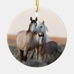 Vild Hoofbeats Vild Horse Family Julgransprydnad Keramik