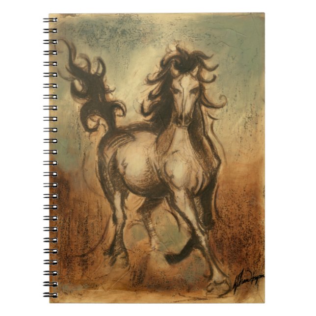 Vild Horse and Warm Färg Anteckningsbok Med Spiral (Framsidan)