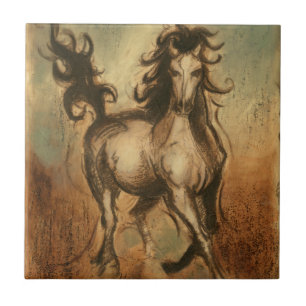 Vild Horse and Warm Färg Kakelplatta