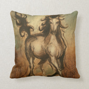 Vild Horse and Warm Färg Kudde