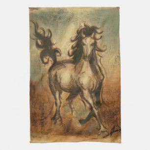 Vild Horse and Warm Färger Kökshandduk