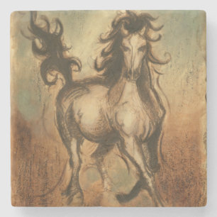 Vild Horse and Warm Färger Stenunderlägg