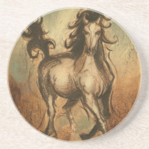Vild Horse and Warm Färger Underlägg Sandsten