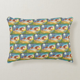 VILD HORSE BACKE, FOLK ART MUSTANG Western Pillow Prydnadskudde