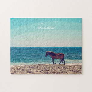 Vild Horse Beach Cute Personlig Pussel