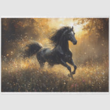 Vild Horse Black Stallion Mustang Decoupage