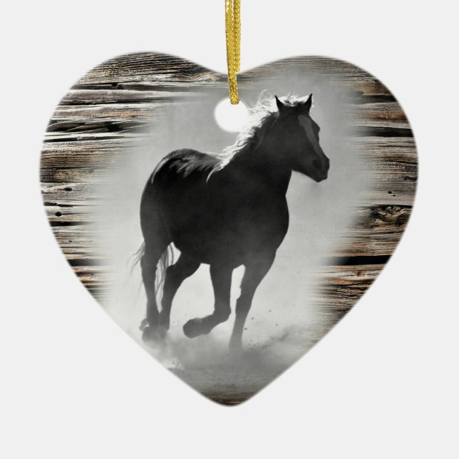 Vild Horse Galloping Julgransprydnad Keramik (Framsidan)