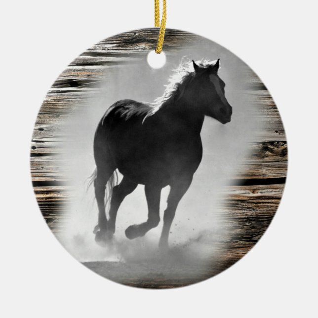 Vild Horse Galloping Julgransprydnad Keramik (Framsidan)