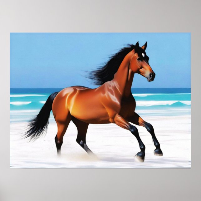 Vild Horse Galloping på ett segment Poster (Framsidan)