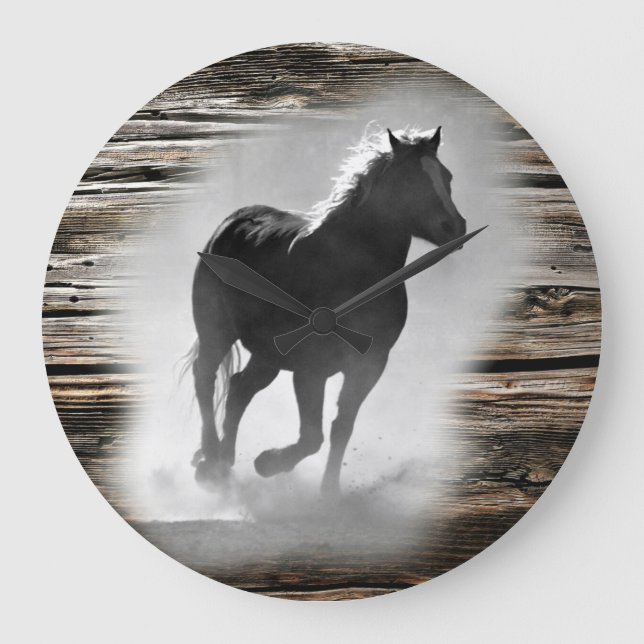 Vild Horse Galloping Stor Klocka (Framsida)