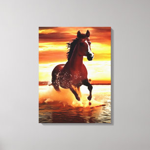 Vild Horse Galloping through Surfa Canvastryck