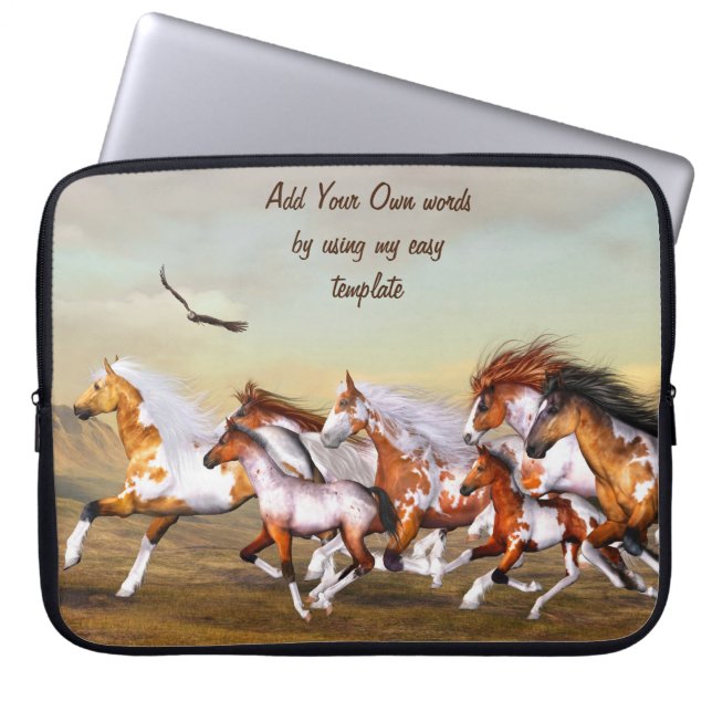 Vild Horse Herd Electronics Bag Laptop Fodral (Framsidan)