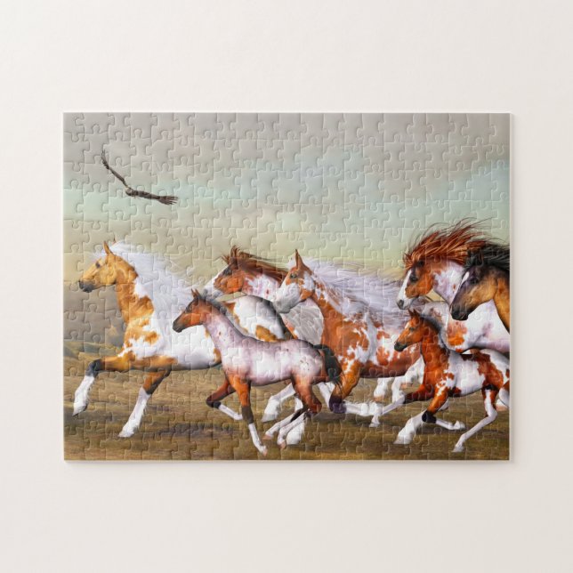 Vild Horse Herd Puzzle Pussel (Horisontell)