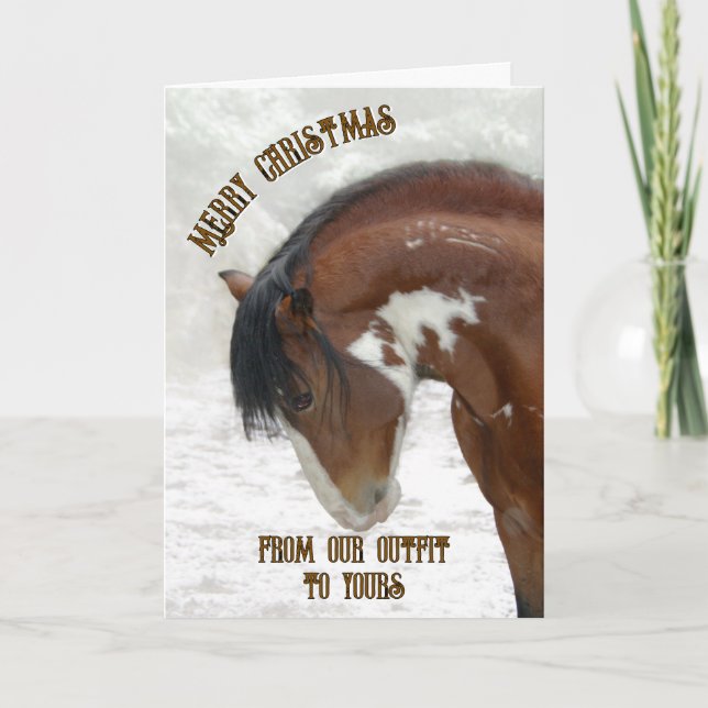 Vild Horse i Snö jul Kort (Framsida)