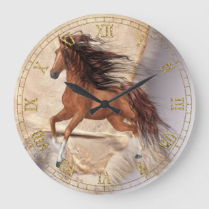 Vild Horse on Sheepskin Wall Clock Stor Klocka