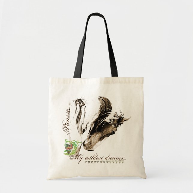 Vild Horse Photo Picasso Boho Cowgirl Tote Bag Tygkasse (Framsidan)