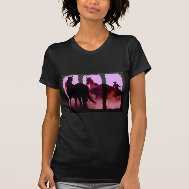 Vild Horse Roundup Triptych T-shirt (Framsida)