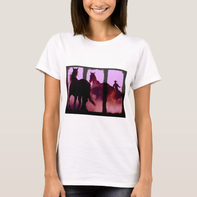 Vild Horse Roundup Triptych Tee Shirt (Framsida)