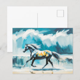 Vild Horse Running längs Shore Vykort