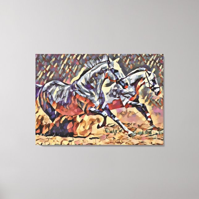 Vild Horses abstrakt Animal western Rodeo Art Canvastryck (Framsida)