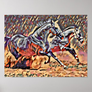 Vild Horses abstrakt Animal westernare Art Poster