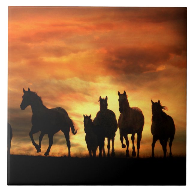 Vild Horses Art Tile Kakelplatta (Framsidan)
