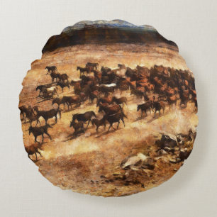 Vild Horses: Artistic Animal Majesty. Rund Kudde