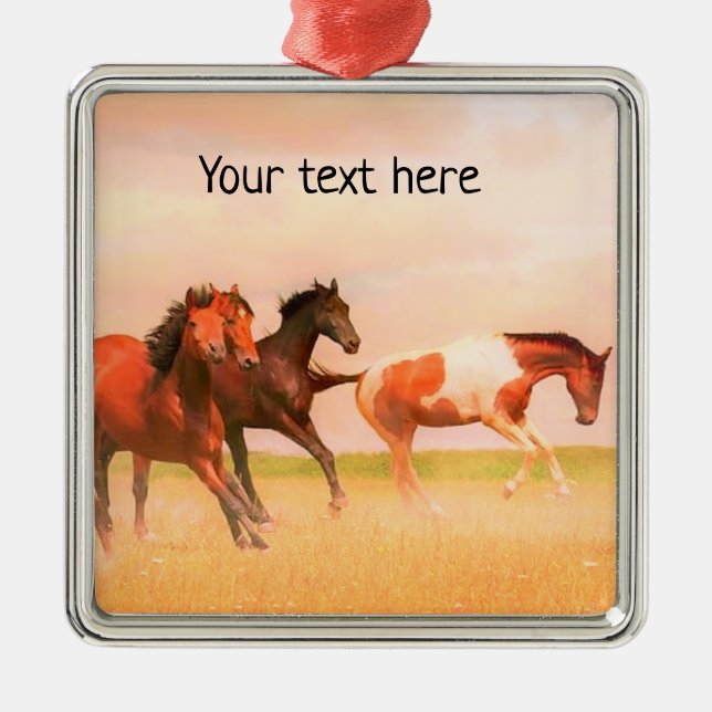 Vild Horses at Sunset Ceramic Ornament (Framsidan)