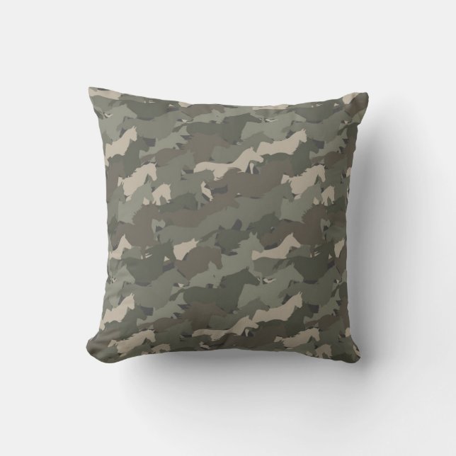 Vild Horses Camouflage Mönster Kudde (Framsida)