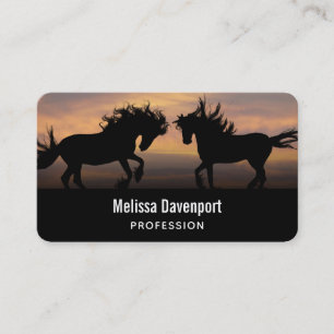 Vild Horses Dancing Silhouette Visitkort