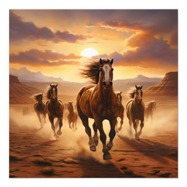 Vild Horses Desert Fototryck (Framsidan)