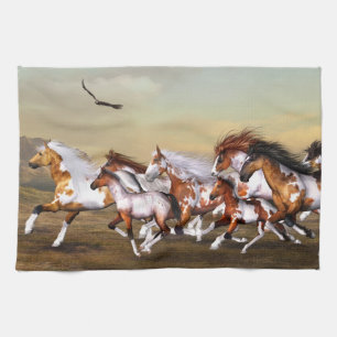 Vild Horses Herd Kökets Tower Kökshandduk