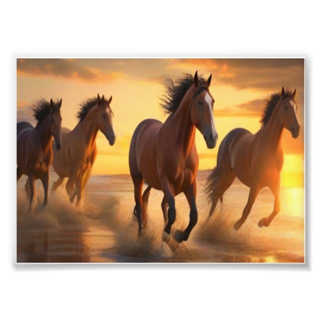 Vild Horses in Sunset Splendor Fototryck (Framsidan)